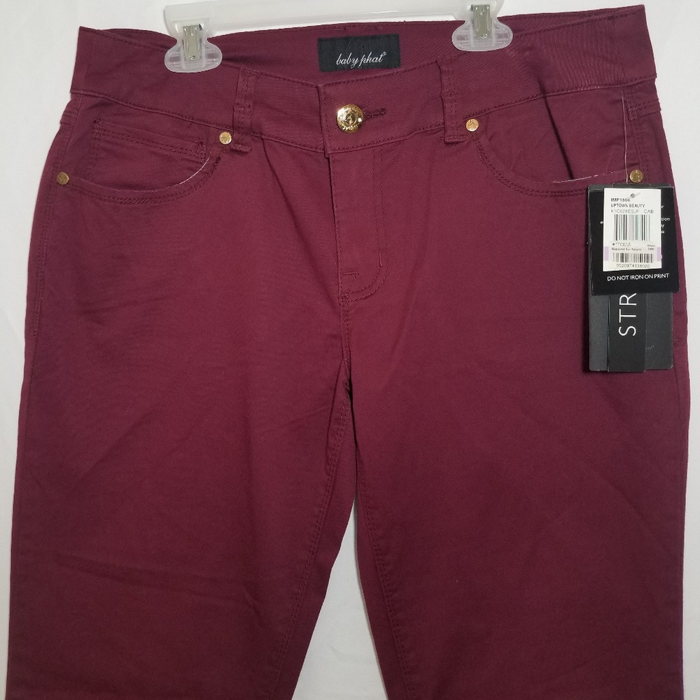 NWT Baby Phat Stretch Burgundy Sequenced Pants